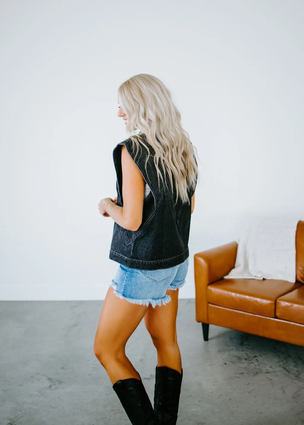 Aster Washed Denim Vest