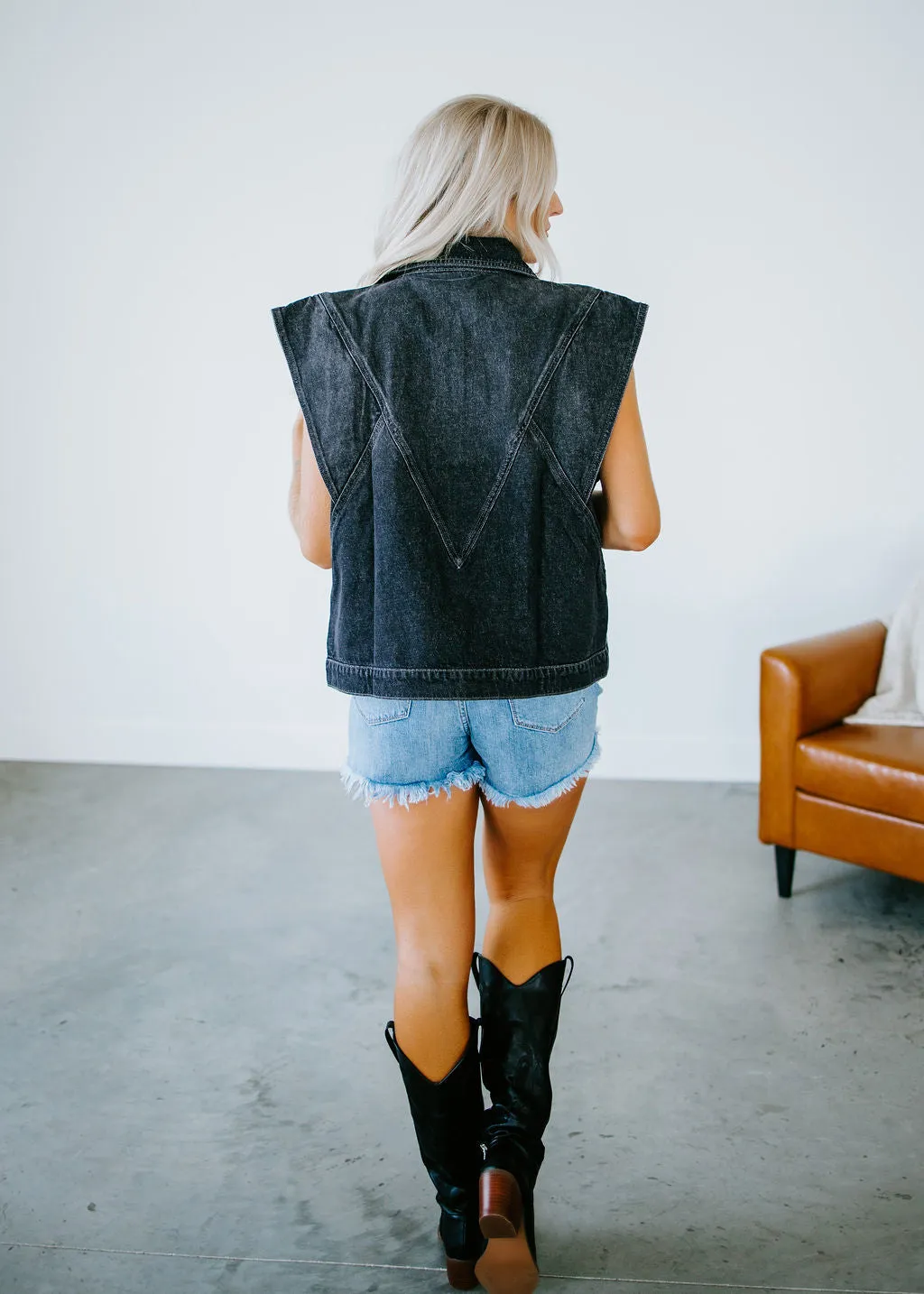 Aster Washed Denim Vest