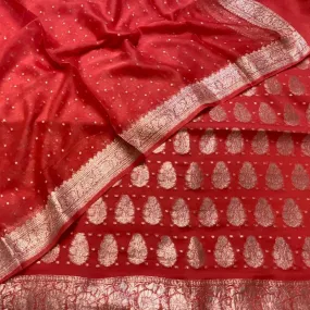 Banarasi  Georgette Zari Weaves  Suits Red