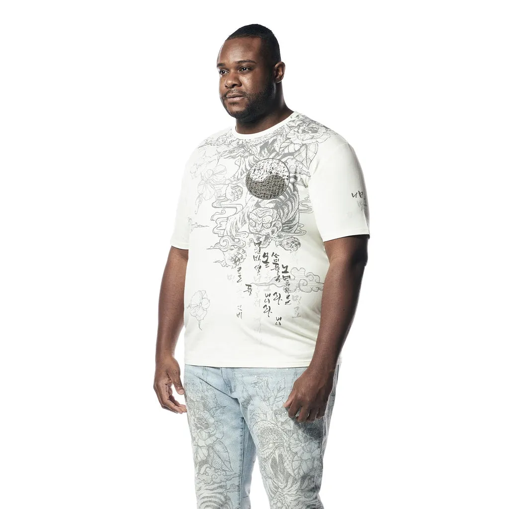 Big and Tall - Printed Tattoo Tee Shirt - Ecru