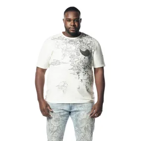 Big and Tall - Printed Tattoo Tee Shirt - Ecru