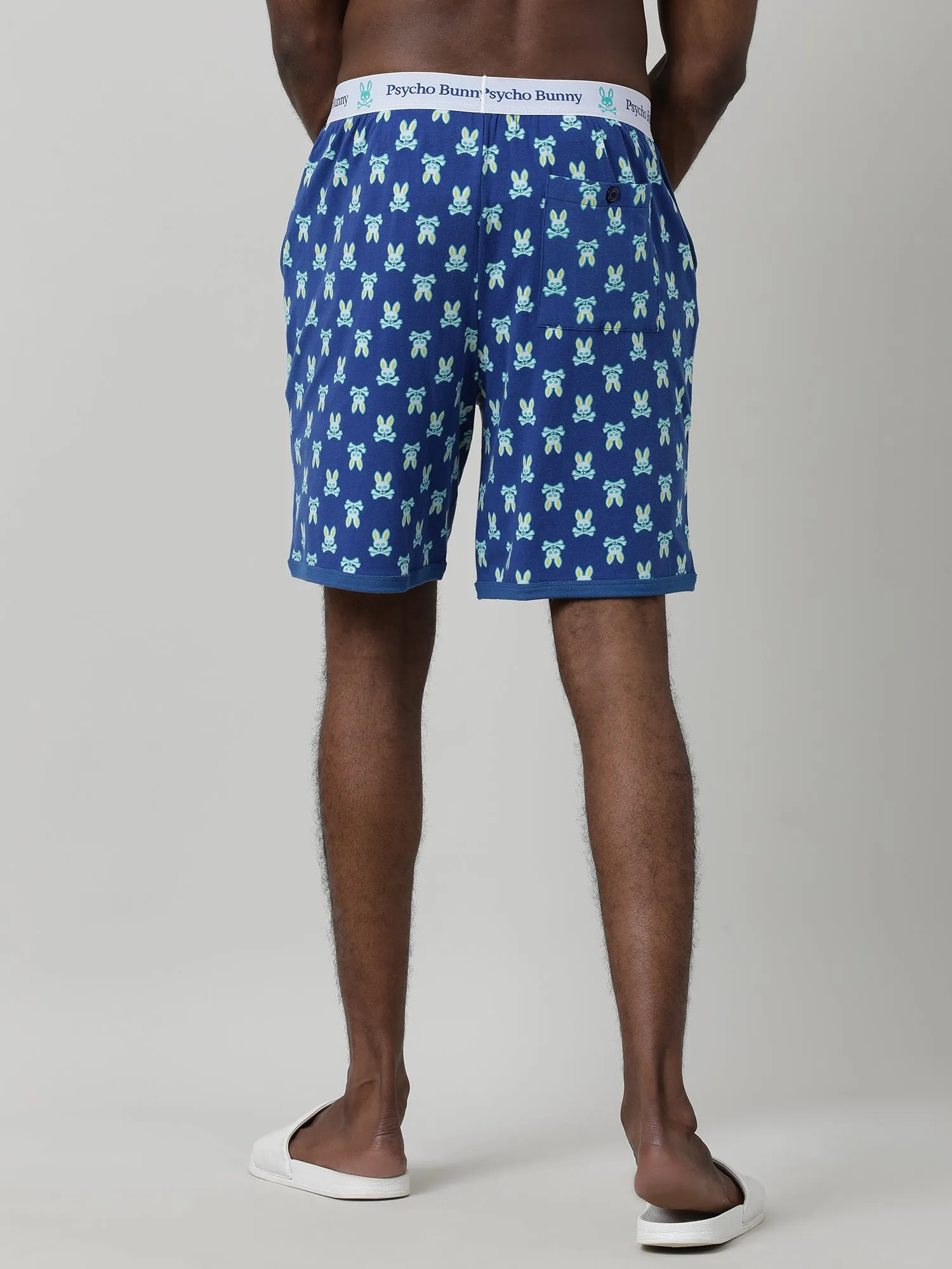 Blue Checks Cotton Knee Length Shorts