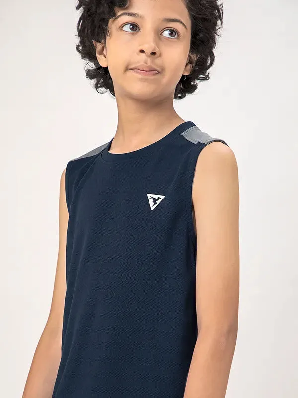 Boys Colorblock Slim Fit Crew Neck T-shirt with TECHNO COOL 