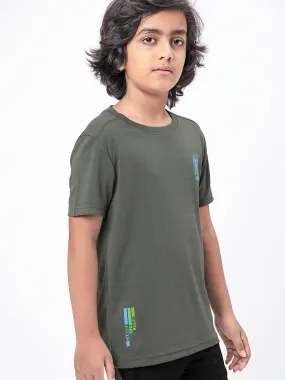 Boys Solid Slim Fit Crew Neck T-shirt with DOUBLE COOL