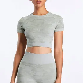 Camo Seamless Workout Short Sleeves Top