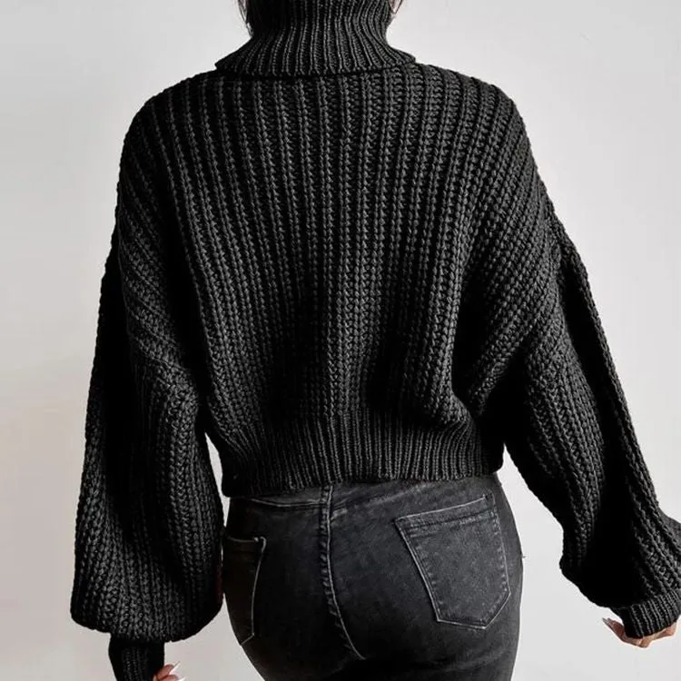 Casual Baggy Ribbed Turtle Neck Jumper Sweater