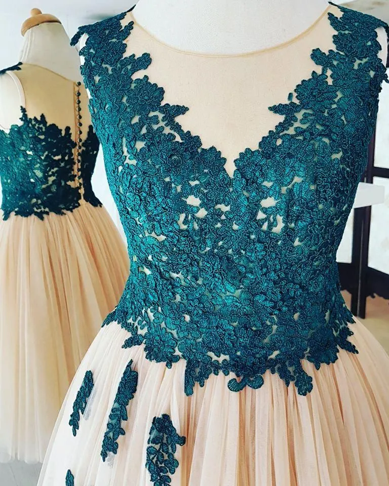 Chic Homecoming Dresses A-line Appliques Tulle Short Prom Dress Simple Party Dress ER217