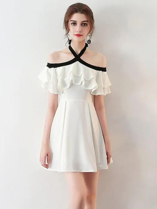 Chiffon Ivory Homecoming Dress Party Cheap Homecoming Dress ER202