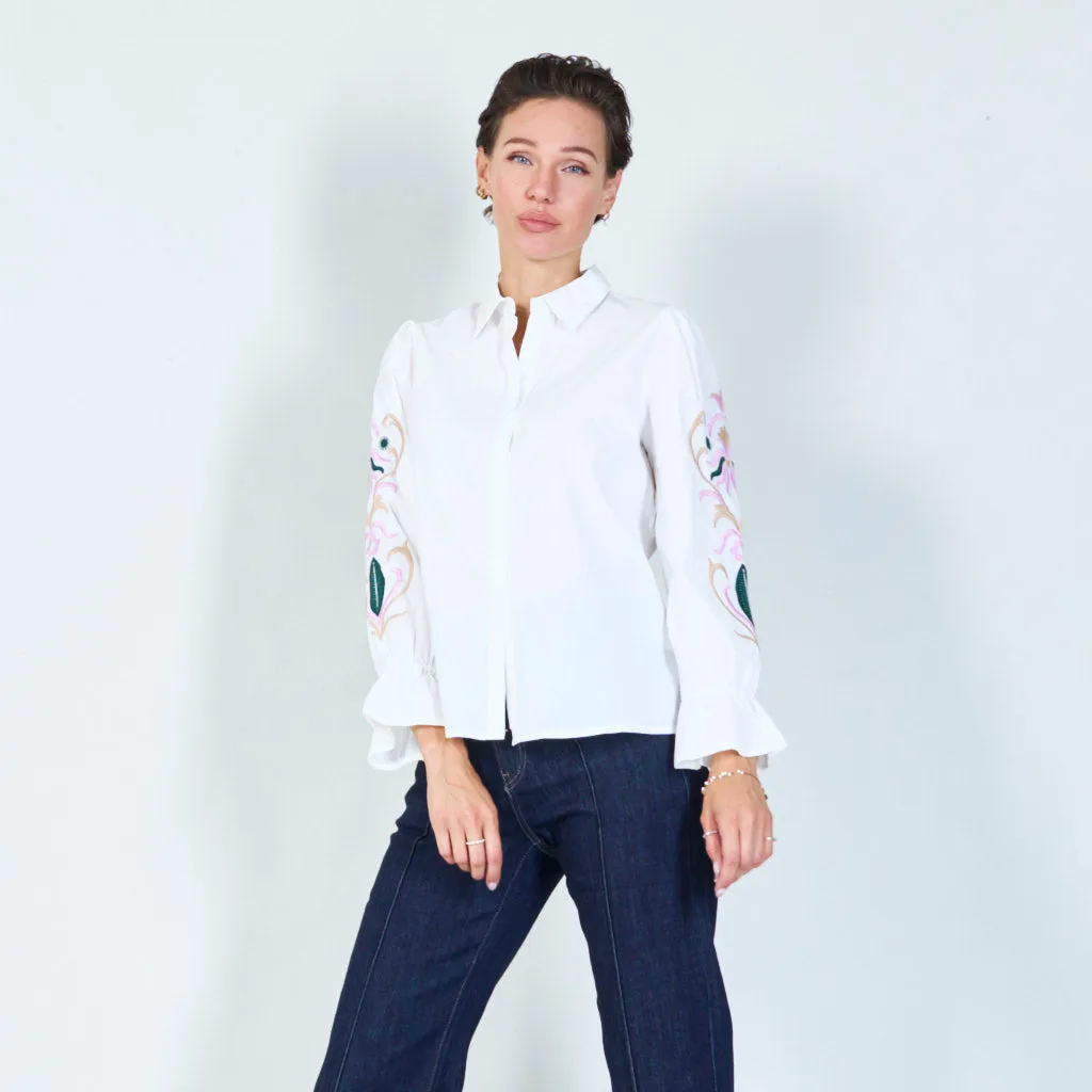 Classic button-down shirt with embroidery wholesale