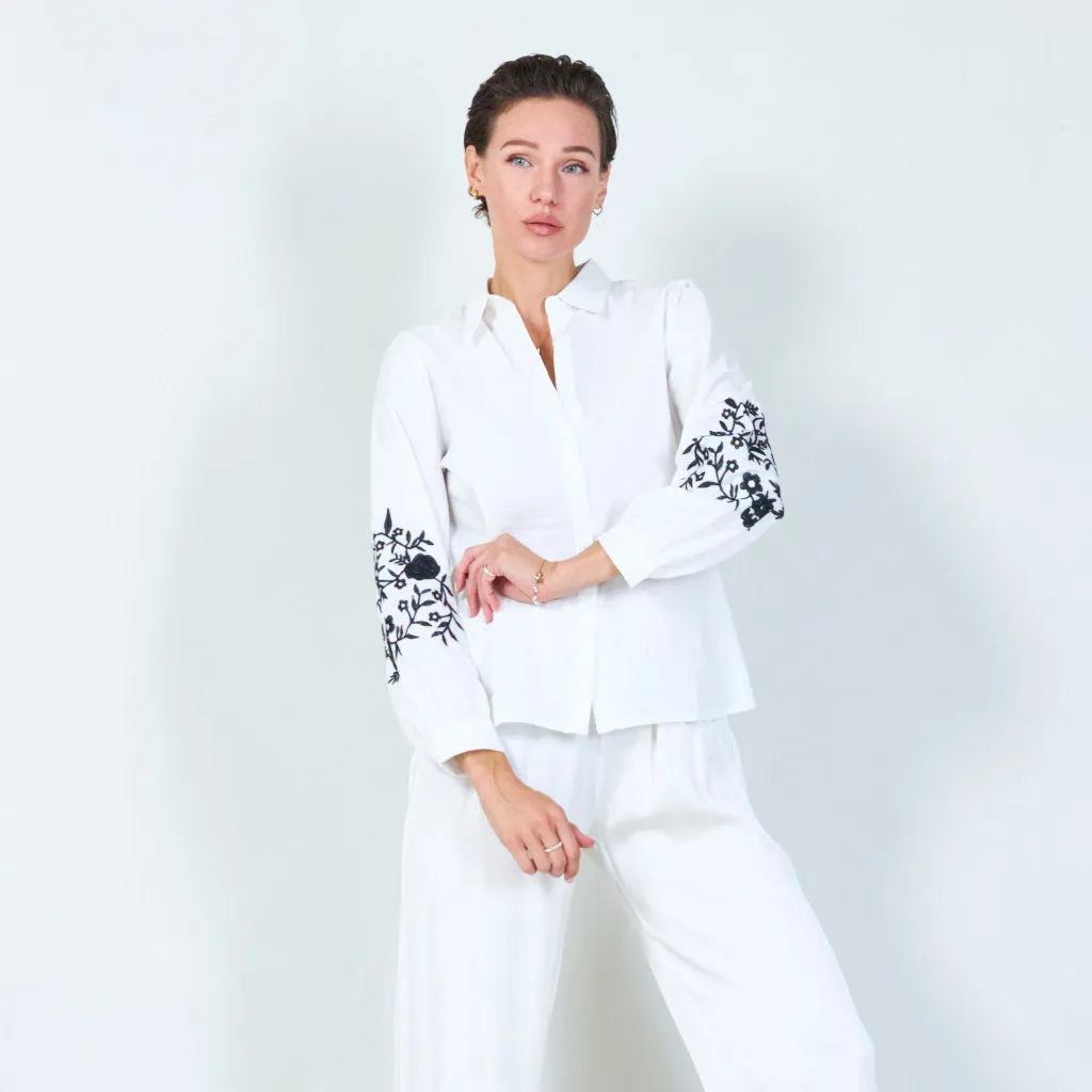 Classic button-down shirt with embroidery wholesale