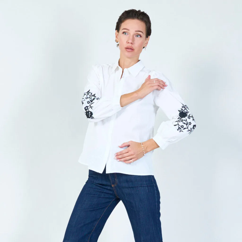 Classic button-down shirt with embroidery wholesale