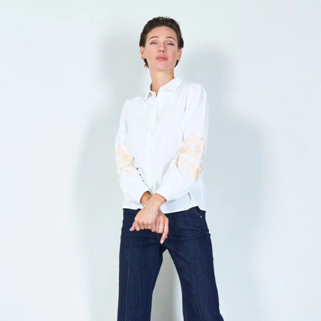 Classic button-down shirt with embroidery wholesale