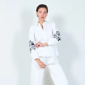 Classic button-down shirt with embroidery wholesale