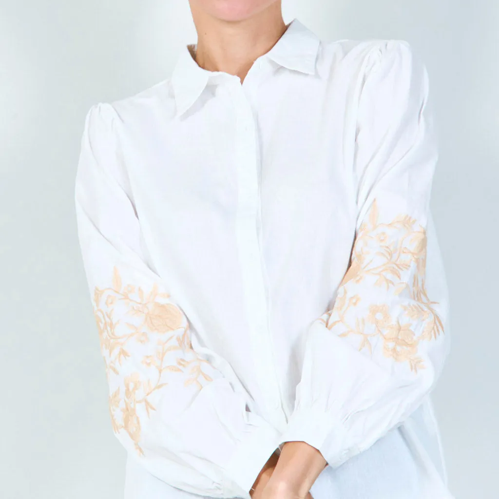 Classic button-down shirt with embroidery wholesale