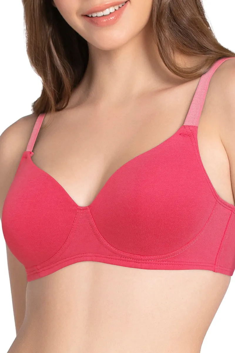 Cotton Dream Padded Non Wired T-shirt Bra - Bright Coral