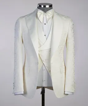 Cream cambridge tuxedo suit