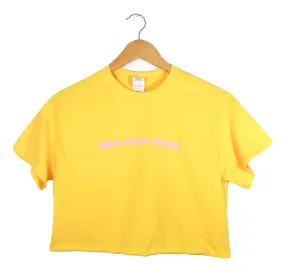 Cupid Actin' Stupid Yellow Graphic Unisex Cropped Tee