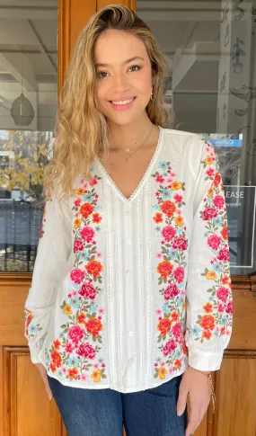 Dakota Embroidered Top Ivory