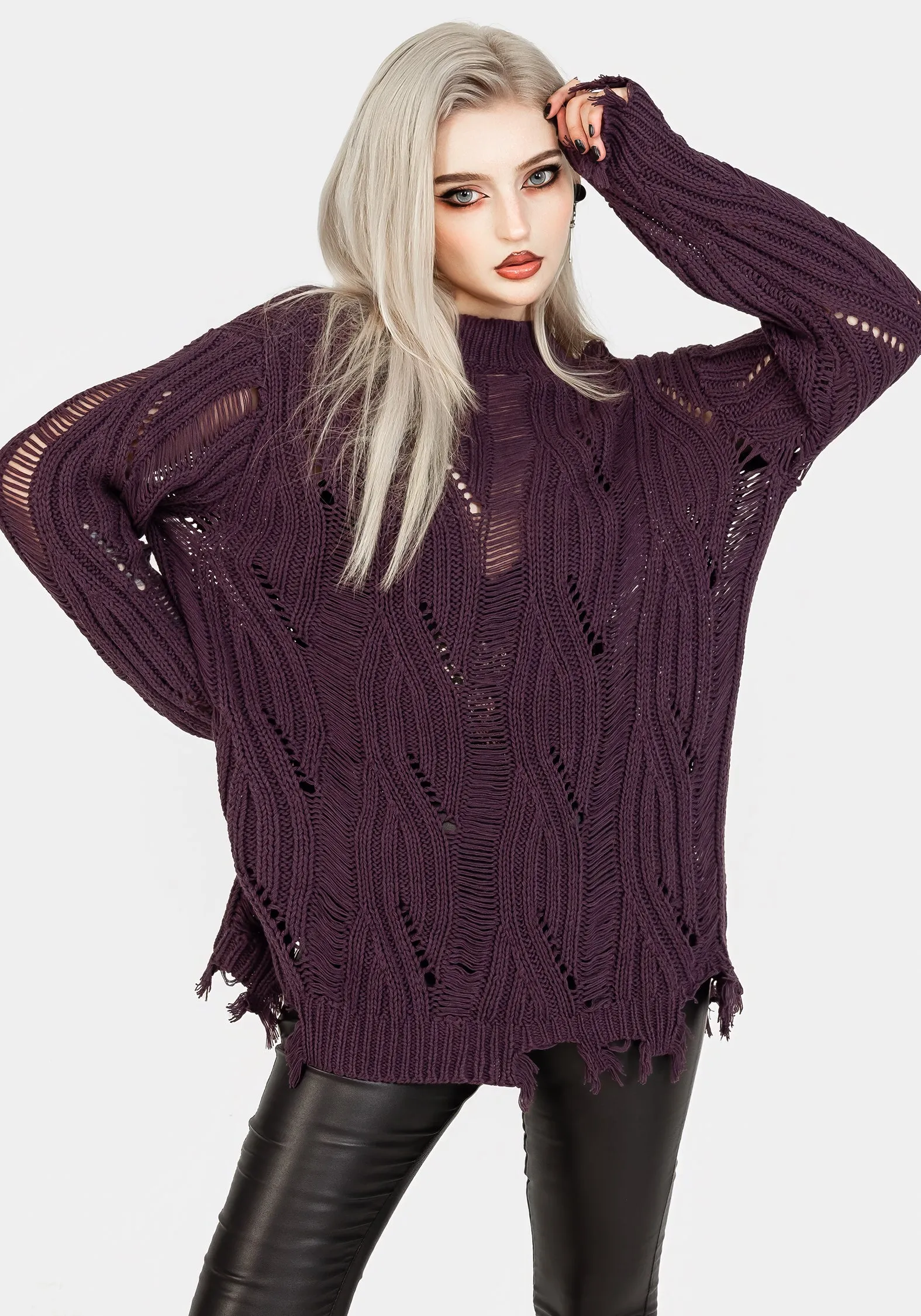 Dayglo Relaxed Knit Jumper In Lavender Mist