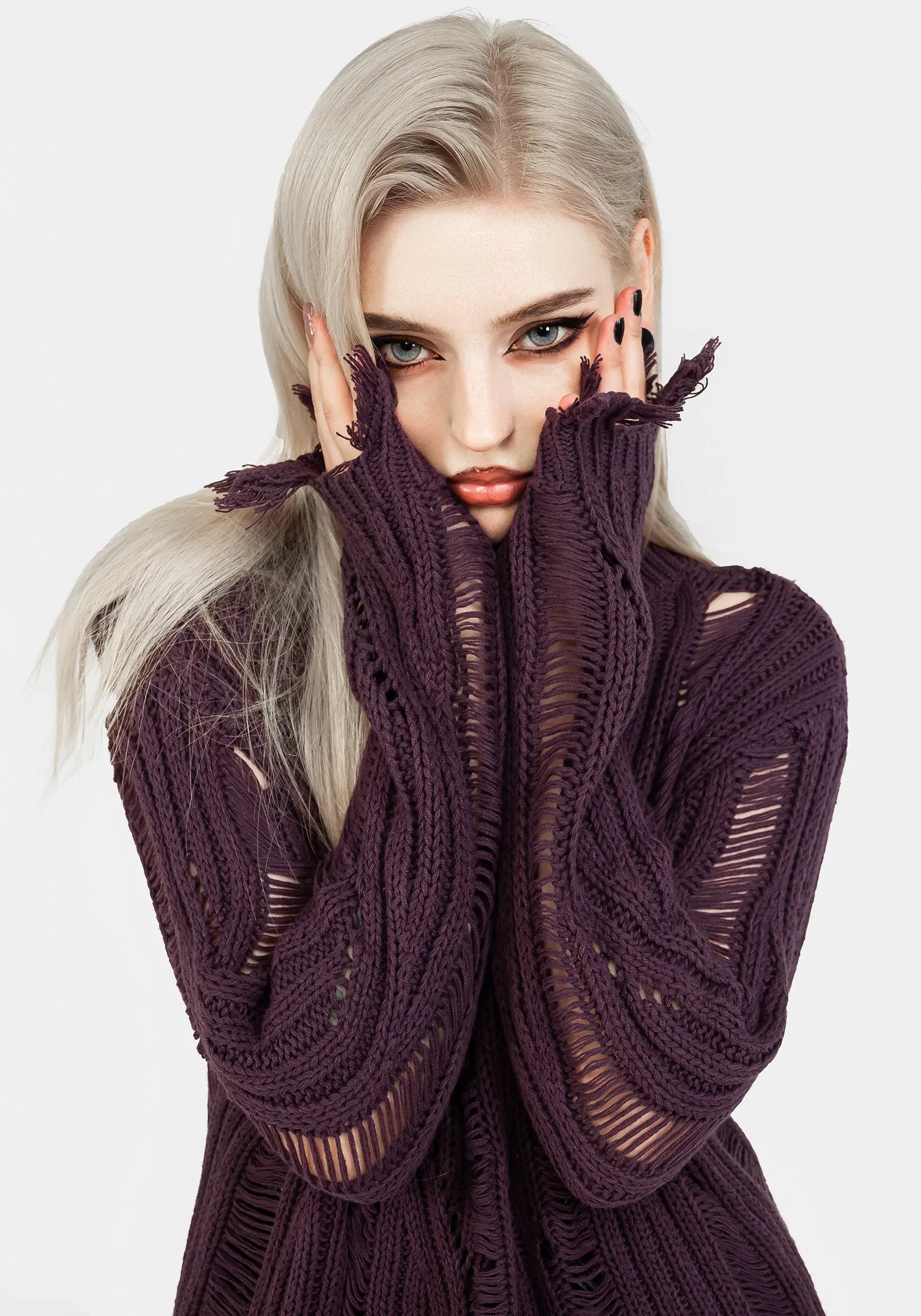 Dayglo Relaxed Knit Jumper In Lavender Mist