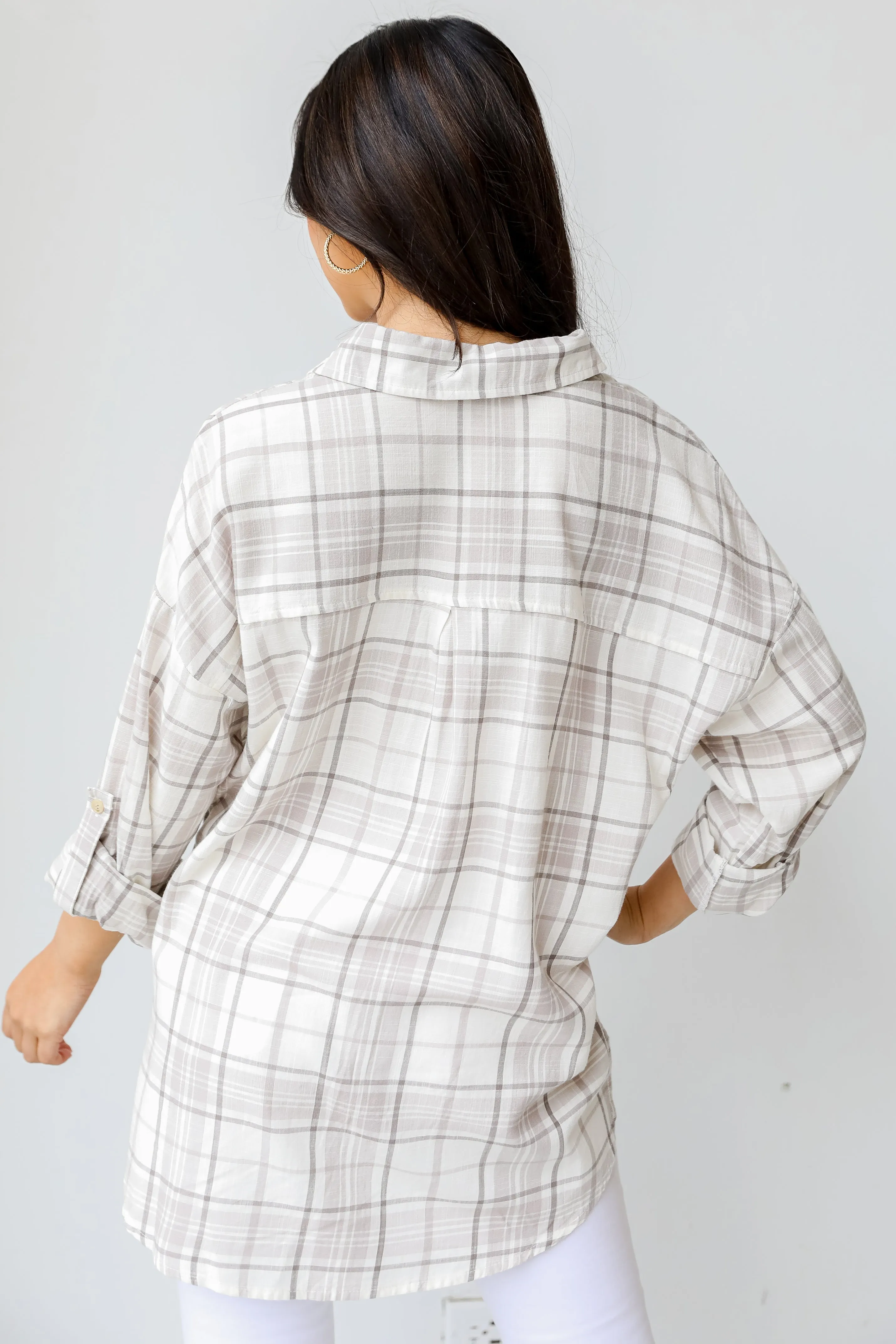 Easy To See Plaid Button-Up Blouse