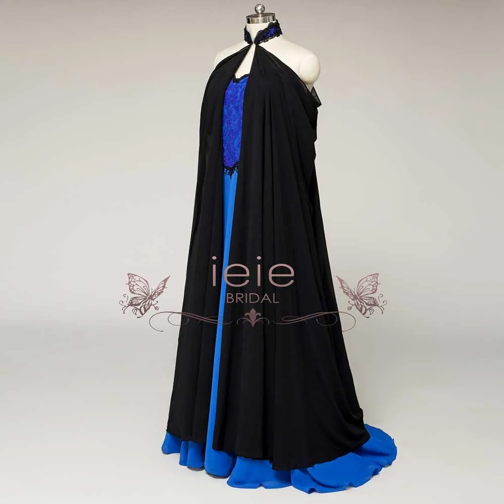 Fantasy Black Halter Chiffon Cape