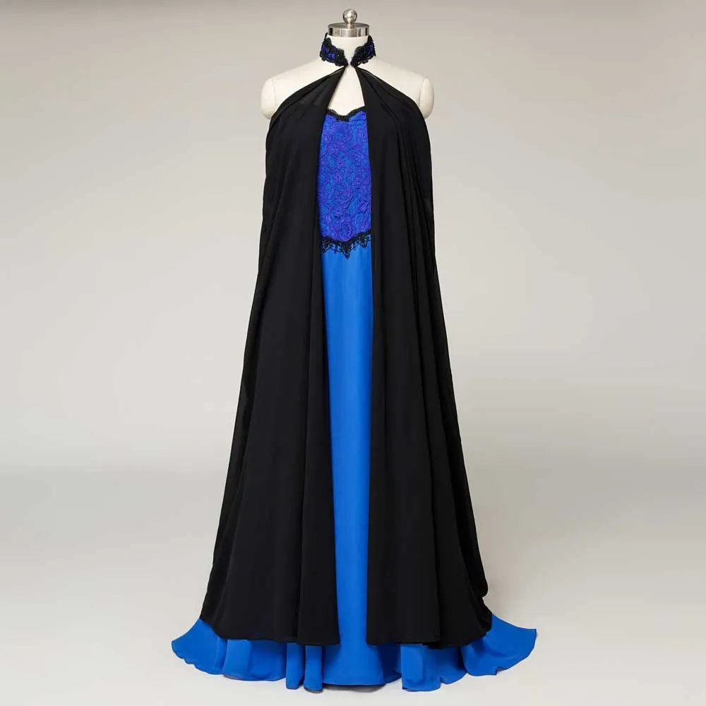 Fantasy Black Halter Chiffon Cape