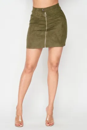 FAUX SUEDE A LINE MINI SKIRT