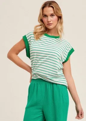 FINAL SALE - Green Striped Edge Top