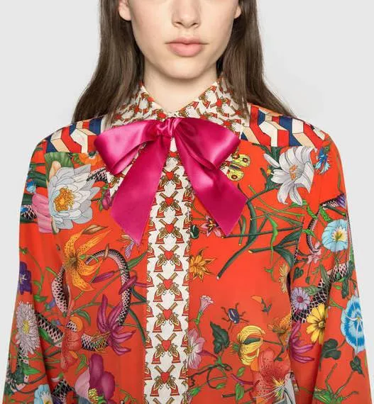 'Flora' Snake Print Silk Shirt