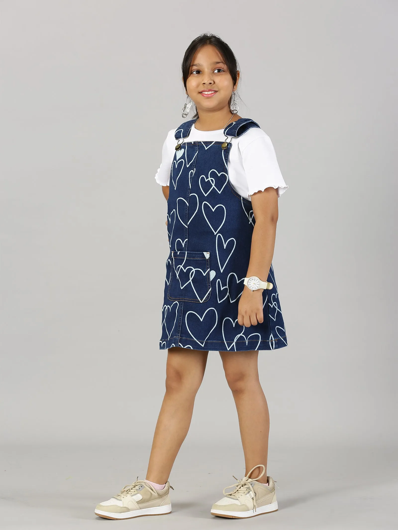 Girls Denim Dungaree Skirt