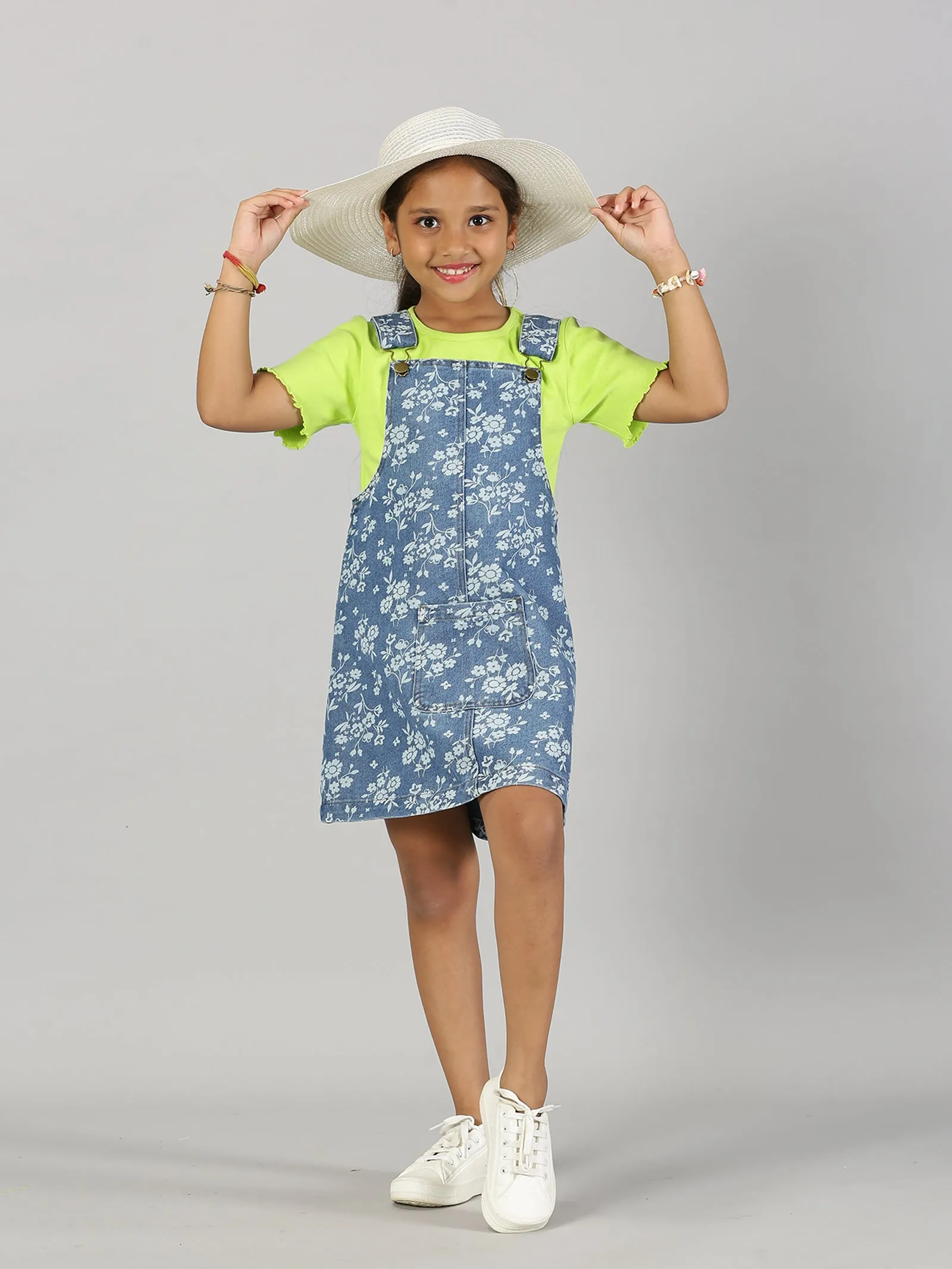 Girls Denim Dungaree Skirt