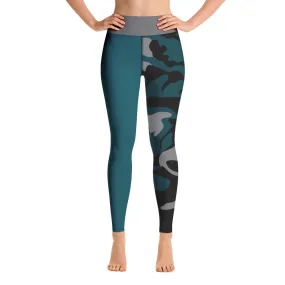 Gray, Teal and Black Yoga Leggings