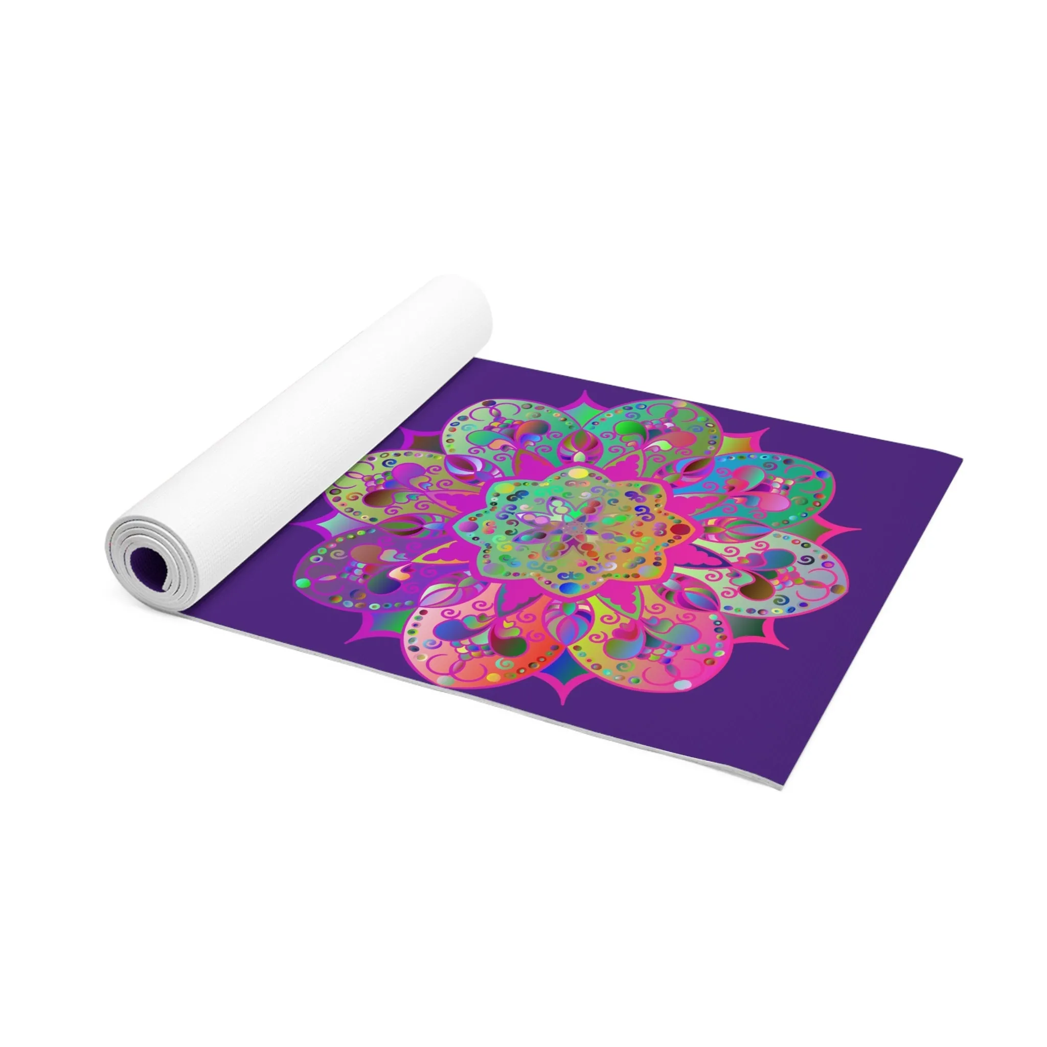 Hand-Drawn Purple Mandala Yoga Mat - Handmade Design