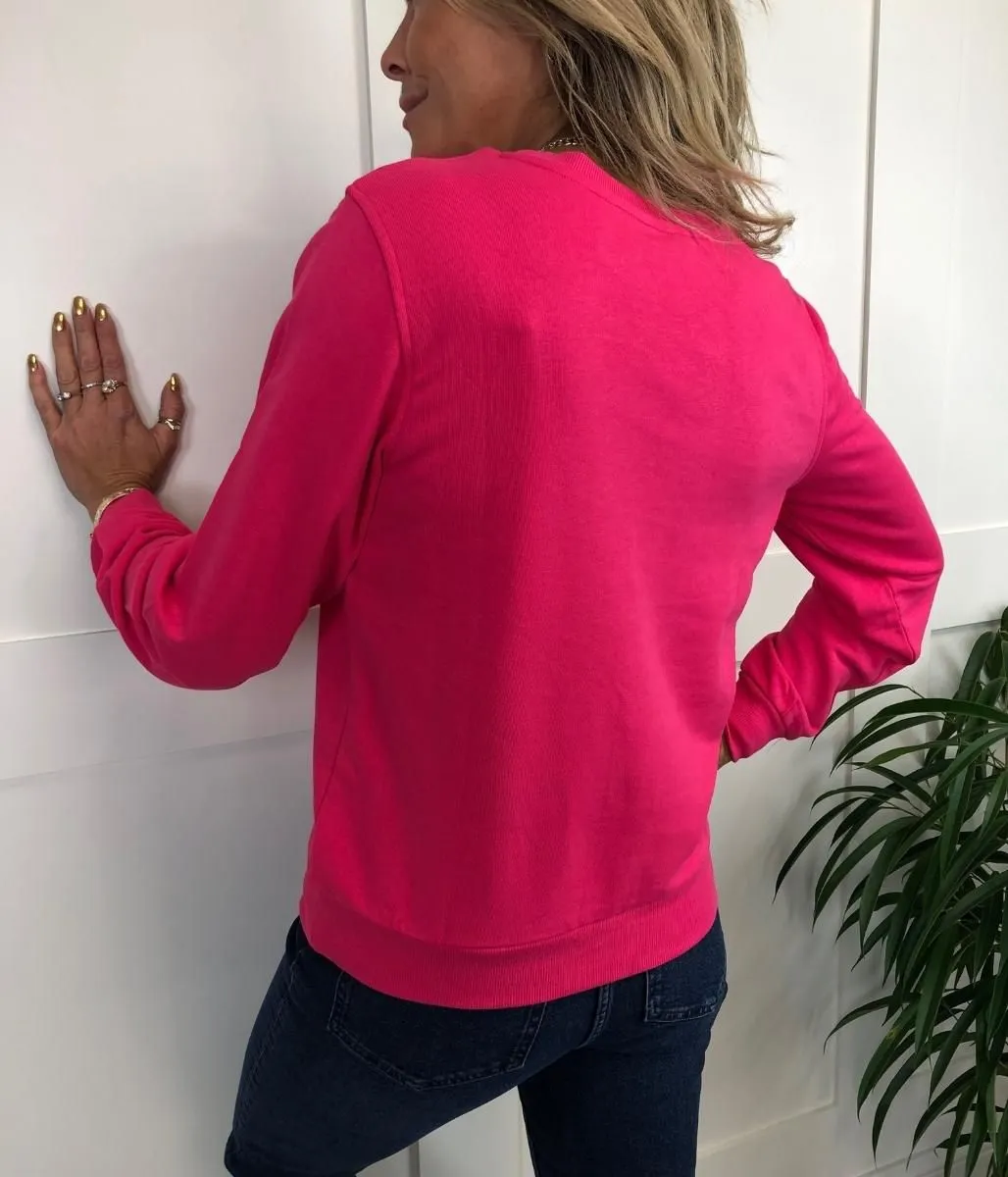 Hot Pink Cotton Rich Crew Neck Sweatshirt