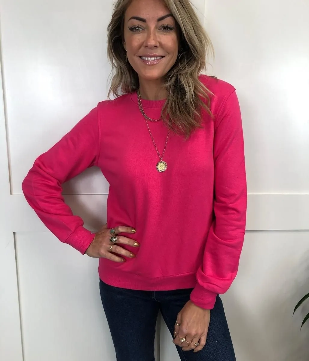 Hot Pink Cotton Rich Crew Neck Sweatshirt