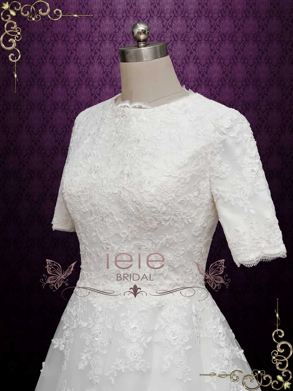 Lace Modest Wedding Dress with Sleeves BETTINA