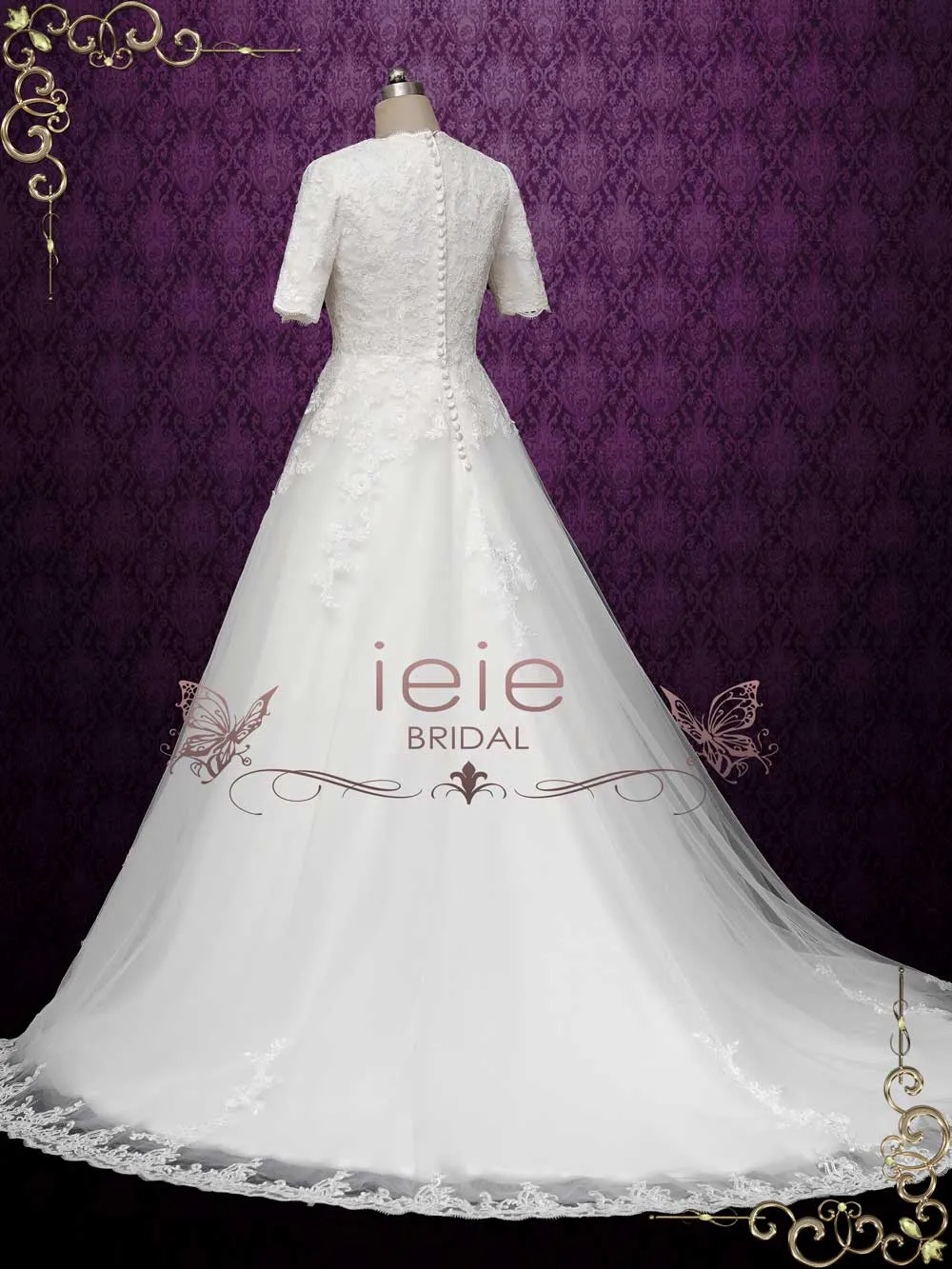 Lace Modest Wedding Dress with Sleeves BETTINA