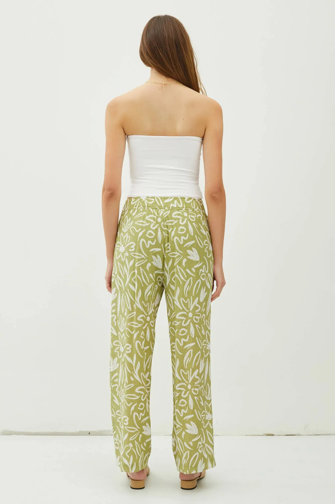 LIGHTWEIGHT RAYON BLEND PULL ON WIDE LEG PANTS