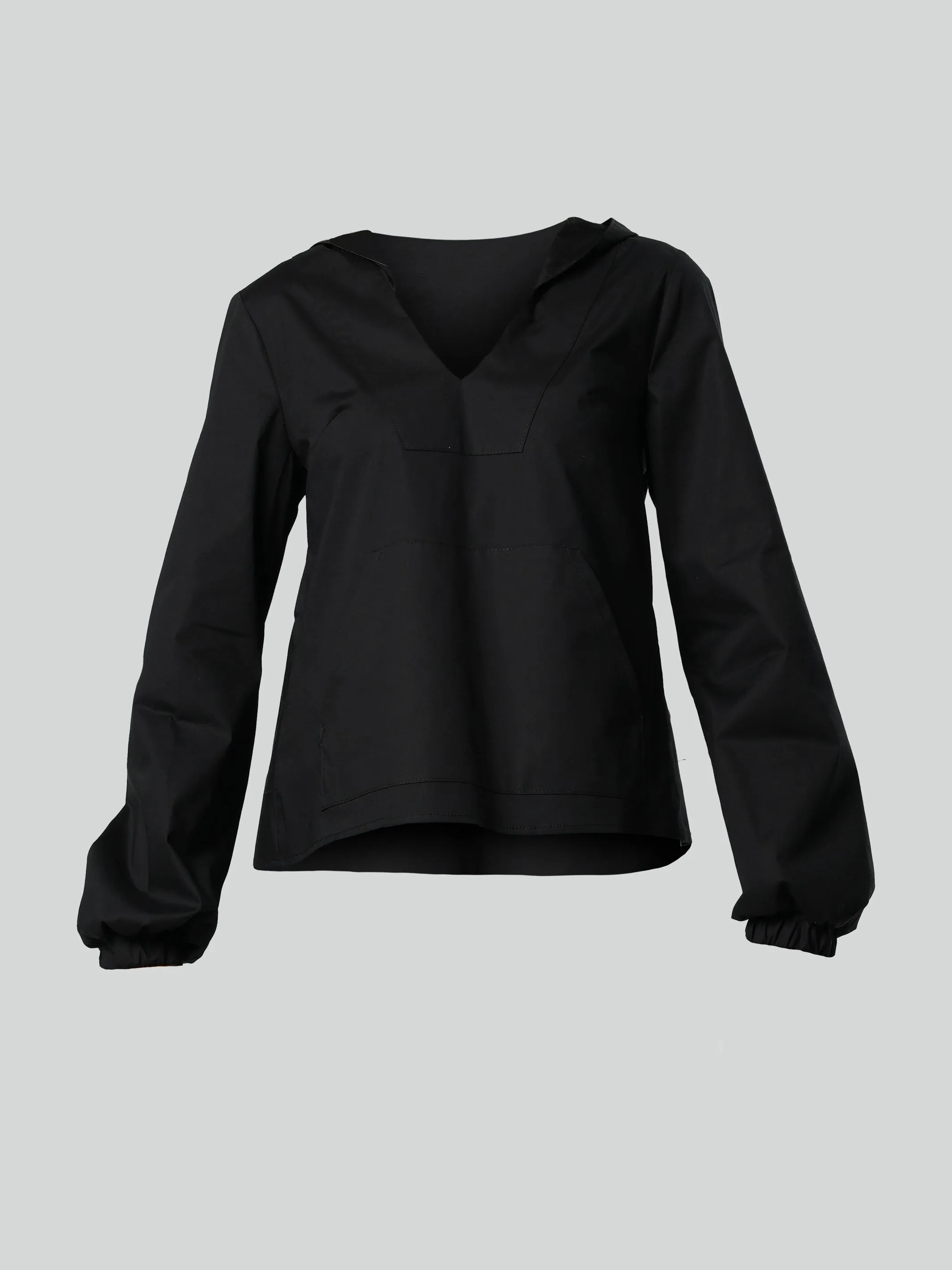 Long Sleeve Hooded Shirt In Black