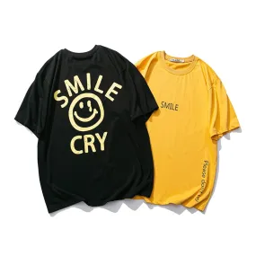 New Summer Smile or Cry Printed Pattern unisex T shirt