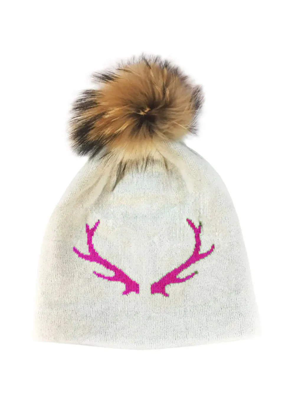 Pom Pom Hat - Natural Antler on Army Green