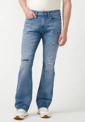 Mens Distressed Indigo Jeans with Relaxed Boot Fit - BM22927