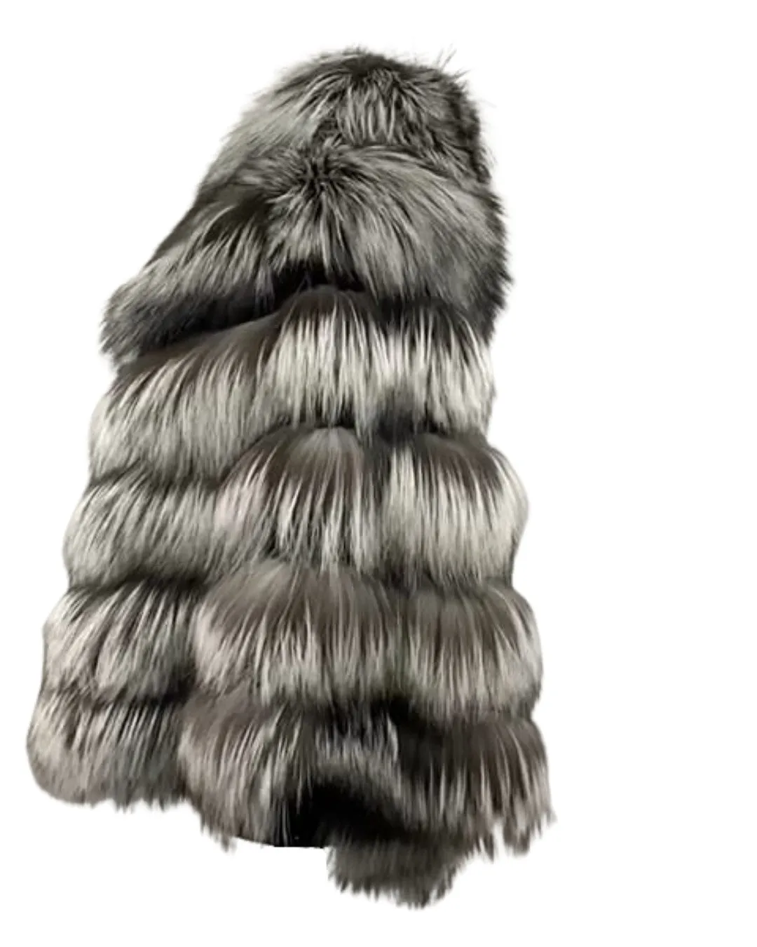 Luxurious Womens Silver Fox Fur Cape Poncho - Elegant, Cozy, and Stylish