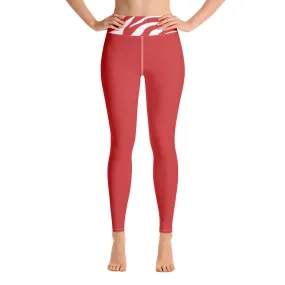 Yoga Leggings Red and White Zebra Printed